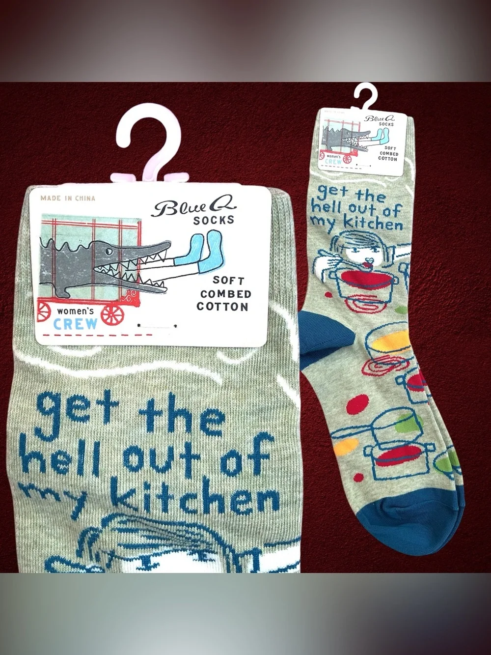 Blue Q “Get The H@ll Out Of My Kitchen” Women’s Crew Socks 5-10 Soft Cotton